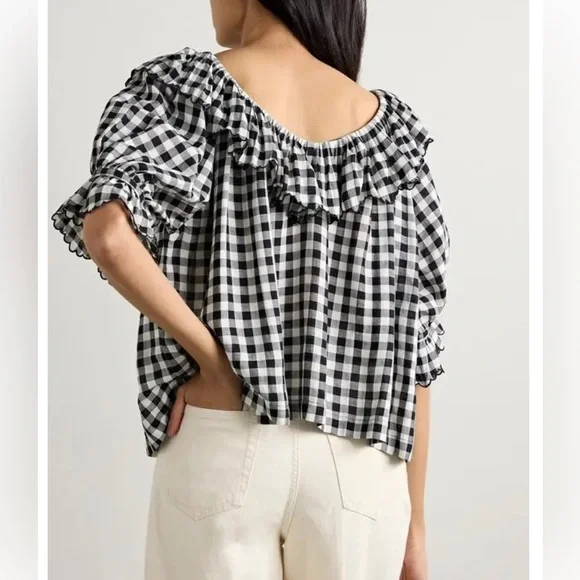 Doen Samara Ruffled Gingham Voile Blouse - Picture 2 of 11